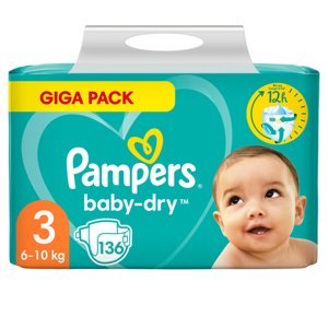 Pampers Baby Dry, Gr.3 Midi, 6-10kg, Giga Pack (1x 136 plenek)
