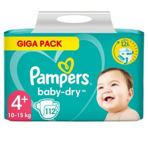 Pampers Baby Dry, Gr.4+ Maxi Plus, 10-15kg, Giga Pack (1x 112 plenek)