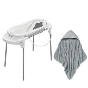 Rotho Baby design Koupelna station TOP Xtra bílá + ručník s kapucí stone šedá zdarma