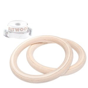 Fitwood Gymnastické kruhy ULPU, bříza - bílé pásky