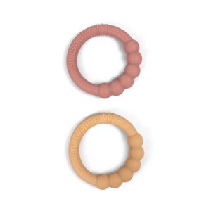 Filibabba Silikonový kroužek na prořezávání zubů v balení 2 kusů - Vintage Rose
