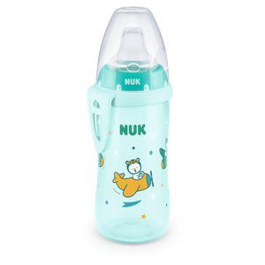 NUK Kojenecká láhev Active Cup, modrá, motiv medvídek/letadlo 300ml