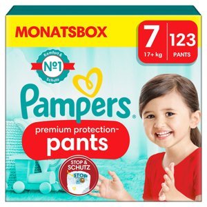 Pampers Premium Protection Pants, velikost 7, 17kg+, mÄ›sĂ­ÄŤnĂ­ balenĂ­ (1x 123 plen