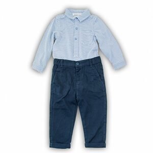 Kojenecký set bavlněný, body košile a kalhoty, Minoti, SMART 5, modrá - 80/86 | 12-18m