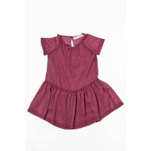 Šatý dívčí s krátkým rukávem, řasená sukně, Minoti, ROSEWOOD 6, červená - 98/104 | 3/4let
