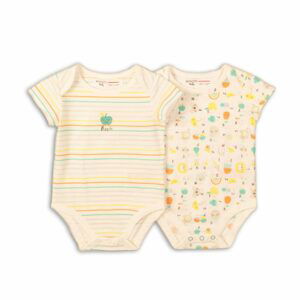 Body kojenecké 2pack, Minoti, ABC 5, bílá - 56/62 | 0-3m