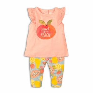 Kojenecký set dívčí - tričko a kalhoty, Minoti, Fruits 4, růžová - 80/86 | 12-18m