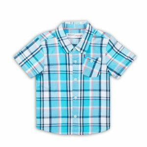 Košile chlapecká s krátkým rukávem, Minoti, Crab 6, modrá - 86/92 | 18-24m