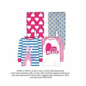 Pyžamo dívčí 2pack, Minoti, 2PJ 04, růžová - 74/80 | 9-12m