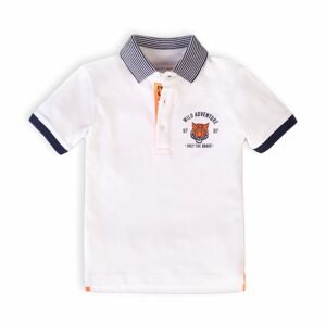 Tričko chlapecké POLO s krátkým rukávem, Minoti, Tiger 1, bílá - 80/86 | 12-18m