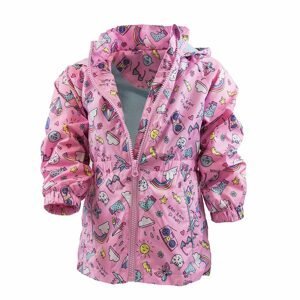 dívčí jarní/podzimní bunda s potiskem a kapucí, Pidilidi, PD1092, růžová - 68/74 | 6-9m