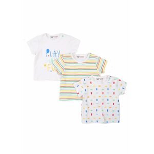 Tričko kojenecké s krátkým rukávem 3pack, Minoti, Smiling 4, bílá - 62/68 | 3-6m