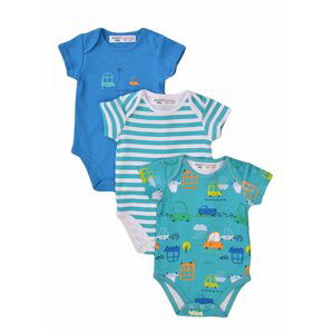 Body kojenecké 3pack, Minoti, Transport 10, modrá - 56/62 | 0-3m