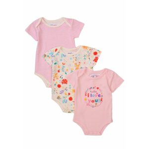 Body kojenecké 3pack, Minoti, Garden 9, růžová - 56/62 | 0-3m