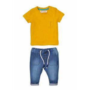 Chlapecký set - tričko a kalhoty džínové, Minoti, Planet 4, žlutá - 92/98 | 2/3let