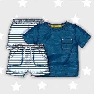 Chlapecký set - tričko a kraťasy, Minoti, Summer 3, modrá - 74/80 | 9-12m
