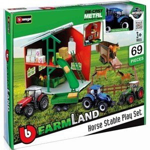 Bburago Farmland Koňské stáje s traktorem