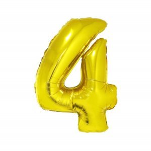 Balónek fóliový 92 cm číslo 4 zlatý Albi