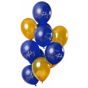 Balónky latexové Happy Birthday zlaté, modré 12 ks Albi
