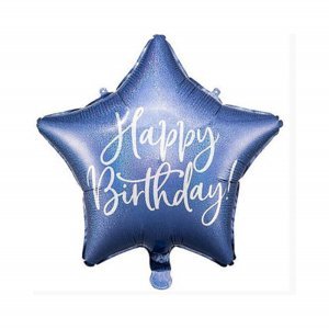 Balónek fóliový Happy Birthday Hvězda tm.modrá Albi