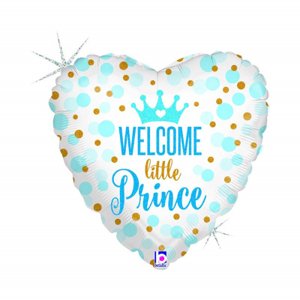 Balónek fóliový Welcome little prince Srdce s puntíky Albi