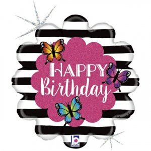Balónek fóliový Happy Birthday motýli Albi