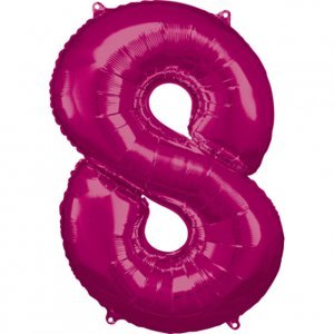 Balónek fóliový 88 cm číslo 08 tm.růžový Albi