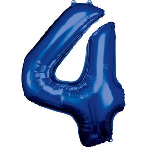 Balónek fóliový 88 cm číslo 04 modrý Albi