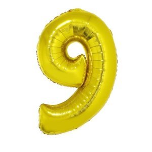 Balónek fóliový 92 cm číslo 09 zlatý Albi