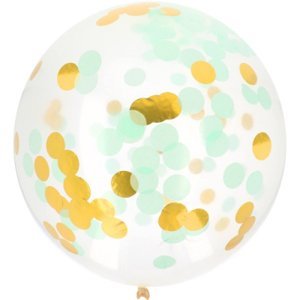 Balónek latexový s konfetami zelený, zlatý Albi