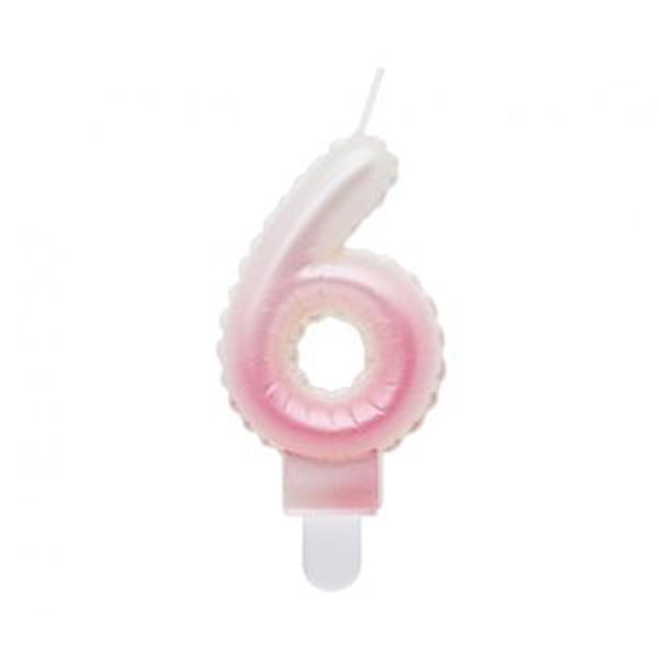 Svíčka dortová růžovo-bílá číslo 6 Albi
