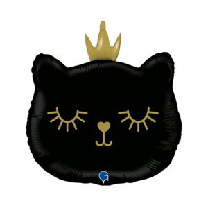 Balónek fóliový Černá kočka s korunkou Albi
