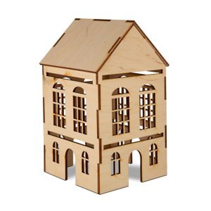 Dřevěná 3D dekorace domečku: 2 okýnka Albi