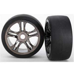 Traxxas kolo, disk Split-Spoke černý chrom, pneu slick S1 (2) (přední)