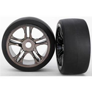 Traxxas kolo, disk Split-Spoke černý chrom, pneu slick S1 (2) (zadní)