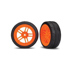 Traxxas kolo 1.9", disk split-spoke oranžový chrom, pneu Response (2) (přední)