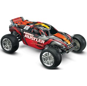 RC auto Traxxas Nitro Rustler 1:10 TQi RTR, stříbrno-červená