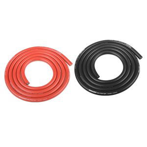 Silikonový kabel 5,5qmm, 10AWG, 2x1metr, černý a červený