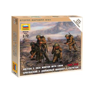 Zvezda figurky British Mortar with crew 1939-42 (1:72)