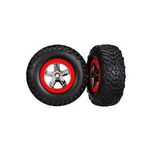 Traxxas kolo 2.2/3.0", disk SCT stříbrný-červený, pneu SCT (2)