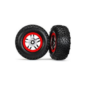 Traxxas kolo 2.2/3.0", disk SCT Split-Spoke stříbrný-červený, pneu SCT (2)