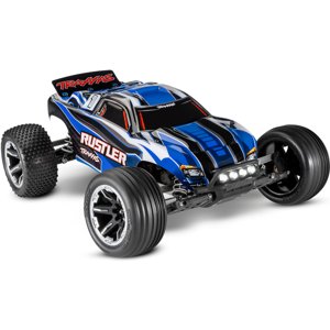 RC auto Traxxas Rustler 1:10 RTR s LED osvětlením, modrá